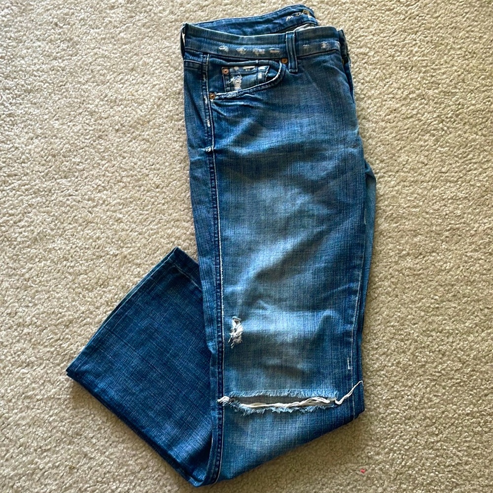 7 For All Mankind A Pocket Distressed Jeans, Size 30